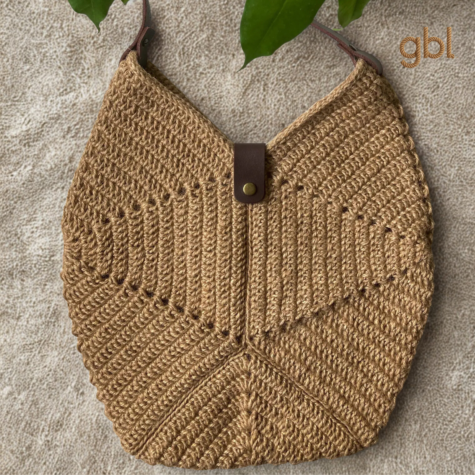 Jute Tote Bag with Leather Handles